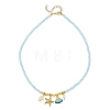 Ocean 304 Stainless Steel and Alloy Enamel Starfish Shell Shape Pendant Glass Beaded Necklaces for Women NJEW-JN06386-3