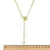 Natural Baroque Keshi Pearl Oval Tassel Brass Paperclip Chain Lariat Necklaces for Women NJEW-JN06009-4