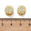 Flower Brass Micro Pave Clear Cubic Zirconia European Beads KK-D229-05G-3