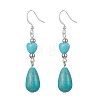 Teardrop & Heart Synthetic Turquoise Dangle Earrings EJEW-JE05531-1