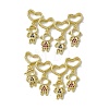 Rack Plating Brass Micro Pave Cubic Zirconia Slide Charms ZIRC-F130-09G-2