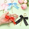 2Pcs Aluminum & Polyester Bowknot & Acrylic Pearl Shoes Charms HJEW-YW00535-01-4