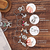 24Pcs 8 Styles Horseshoe & Brush & Horse & Hat Alloy Wine Glass Charms with Acrylic Pearl AJEW-BC0003-14-4
