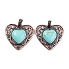 Synthetic Turquoise Peach Love Heart Pendants G-G158-01-04-1