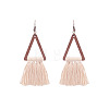 Wood and Cotton Dangle Earrings WG53E25-04-1