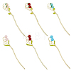 6Pcs 6 Style Strawberry & Cherry Alloy Enamel Hair Sticks OHAR-FH0001-11-1
