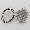 Tibetan Style Antique Silver Alloy Flat Oval Pendant Cabochon Settings LS-TIBEP-M022-58AS-2