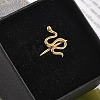 Snake 304 Stainless Steel Open Cuff Ring for Women RJEW-M049-02G-2