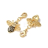 Bees Brass Micro Pave Cubic Zirconia and Enamel Pendant Decorations KK-T083-01I-G-2