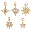10Pcs 5 Styles Brass Micro Pave Clear Cubic Zirconia Pendants KK-BBC0028-74-7