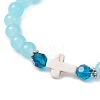 6Pcs Round Spray Painted Imitation Jade Glass Beads Stretch Bracelets for Women BJEW-JB12881-5