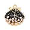 Alloy Enamel Pendants with Plastic Imitation Pearl FIND-Z070-04G-07-1