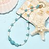 Summer Beach Dyed Synthetic Turquoise Starfish Turtle & Natural Shell Column Graduated Beaded Necklaces with Natural Apatite Faceted Round Beads NJEW-JN06601-02-1