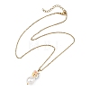 Electroplate Shell Pearl Flower Teardrop Pendant 304 Stainless Steel Cable Chain Necklaces for Women NJEW-JN06193-2