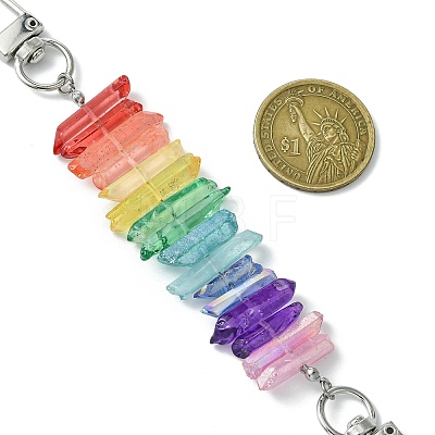 Dyed Colorful Natural Quartz Crystal Chakra Prism Link Bag Extender Chains FIND-JF00145-1