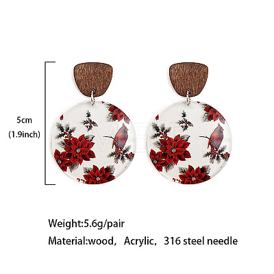 Transparent Acrylic Wood Dangle Stud Earrings FS-WG0124A-01-1