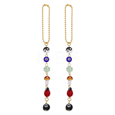 2Pcs Glass Car Pendant Decorations AJEW-GL0003-28-1