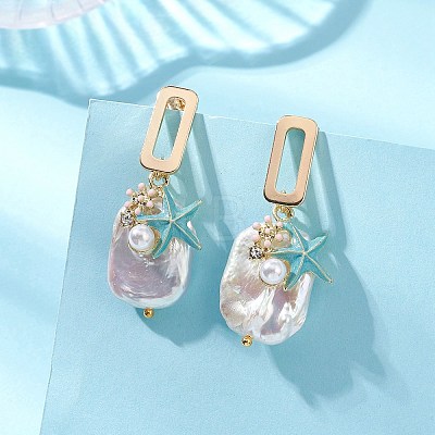 Natural Keshi Pearl Stud Dangle Earrings EJEW-JE07224-1