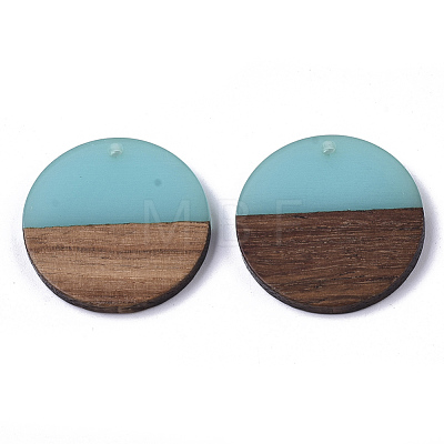 Transparent Resin & Walnut Wood Pendants RESI-S358-02B-H11-1