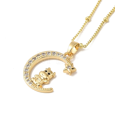 Brass Micro Pave Clear Cubic Zirconia Pendants Necklaces NJEW-K269-05G-10-1