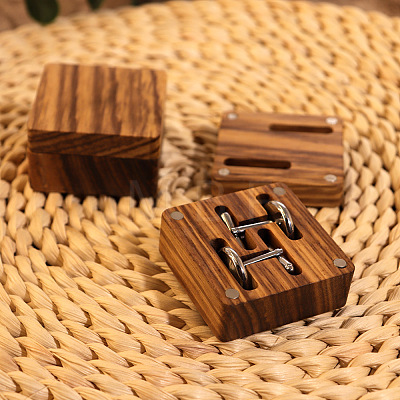 Square Wood Cufflinks Gift Storage Magnetic Boxes PW-WG77A80-01-1