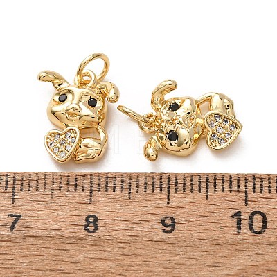 Brass Micro Pave Black Cubic Zirconia Charms LS-CU-H002-06B-G-1
