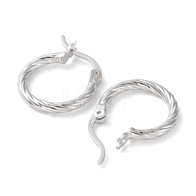 Rhodium Plated 925 Sterling Silver Hoop Earrings EJEW-K258-03A-P-1