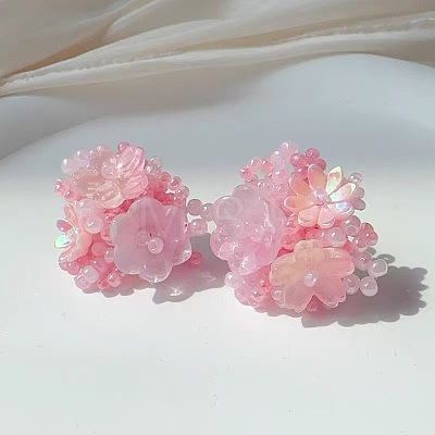 Flower Glass Plastic Stud Earrings FS-WG119A6-01-1