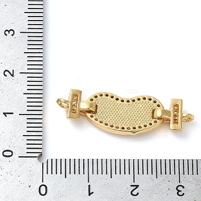 Rack Plating Brass Micro Pave Clear Cubic Zirconia Heart Connector Charms KK-K385-99G-01-1