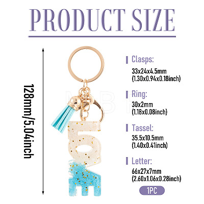 Alloy & Resin Tassel Keychainss AJEW-TADJ0001-20G-12-1