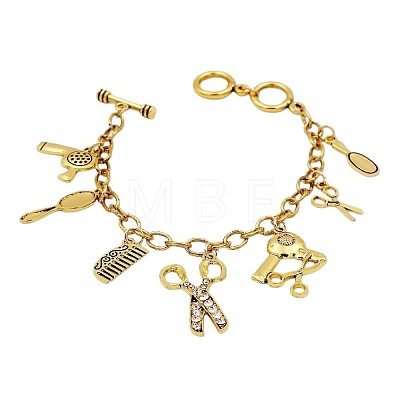 Vintage Alloy Hairdresser Tool Multi Charm Bracelets WGD715F-01-1