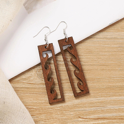 Bohemian Wood Dangle Earrings WG7FE60-08-1