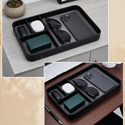 4 Grids Leather Jewelry Display Trays for Earrings Rings Bracelets AJEW-WH0816-545A-1