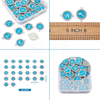 26 Letters Alloy Enamel Links Connectors ENAM-TA0002-19B-1