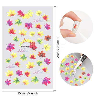 Olycraft 6 Sheets 6 Style Maple Leaf Nail Art Stickers Decals MRMJ-OC0003-57B-1