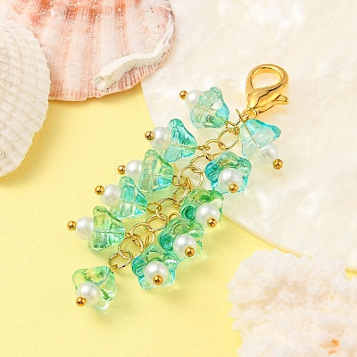 Trumpet Flower Glass Pendant Decorations HJEW-YW0001-02A-1