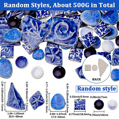 500G 4 Styles Mosaic Tiles Porcelain Cabochons DIY-SP0007-74-1