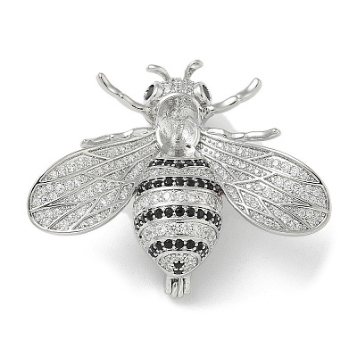 Bee Brass Cubic Zirconia Brooches JEWB-Q013-03P-1