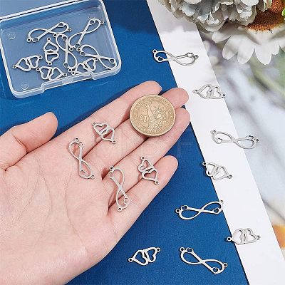 20Pcs 2 Styles 201 Stainless Steel Connector Charms FIND-HY0001-18-1