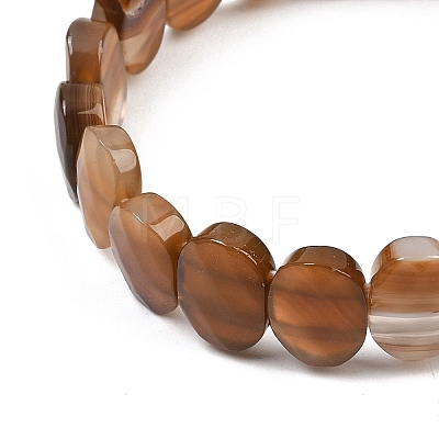 Dyed & Heated Natural Agate Oval Beaded Stretch Bracelet G-E010-01-34-1