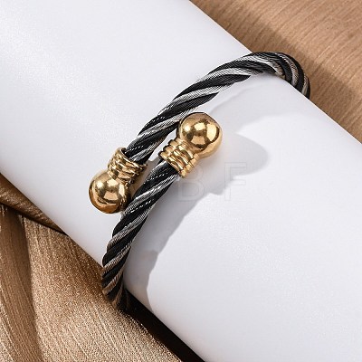 304 Stainless Steel Torque Bangles for Women BJEW-P310-20MC-1