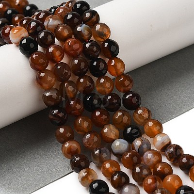 Dyed & Heated Natural Banded Agate Beads Strands G-P539-F01-02-1