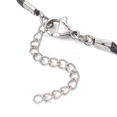 ABS Plastic Imitation Pearl Round Tassel Pendant Black Waxed Polyester Cord Necklaces for Women NJEW-JN05610-01-1