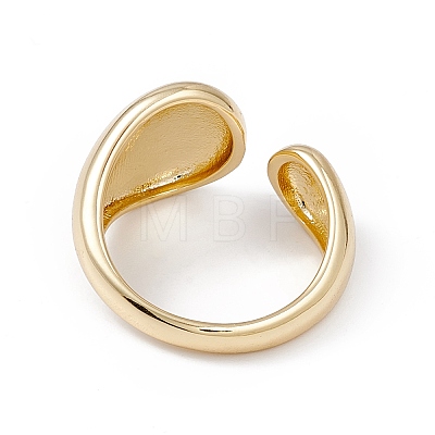 Rack Plating Brass Teardrop Open Cuff Ring for Women RJEW-B043-17-1