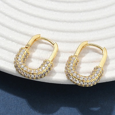 Brass Micro Pave Clear Cubic Zirconia Hoop Earrings EJEW-C182-07B-G-1