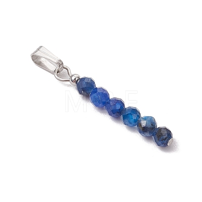 12Pcs 12 Styles Natural Mixed Stone Faceted Round Beaded Pendants PALLOY-JF03556-02-1