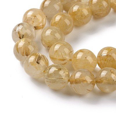 Grade AA Natural Gold Rutilated Quartz Beads Strands G-I206-34-10mm-1