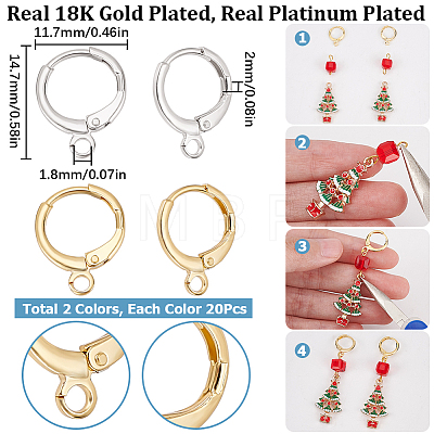 20 Pairs 2 Colors Brass Leverback Earring Findings KK-SC0005-64-1