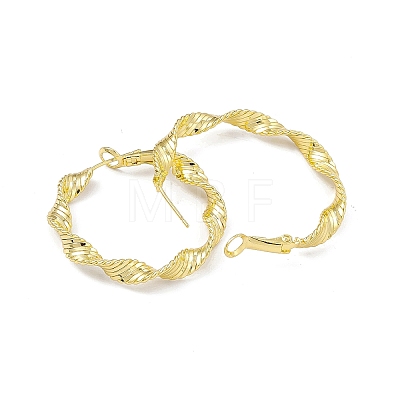 Rack Plating Brass Twist Round Hoop Earrings for Women EJEW-I277-05G-1