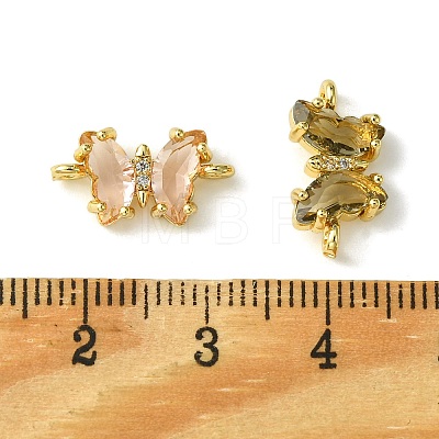 Faceted Glass Butterfly Connector Charms ZIRC-XCP0001-02G-1
